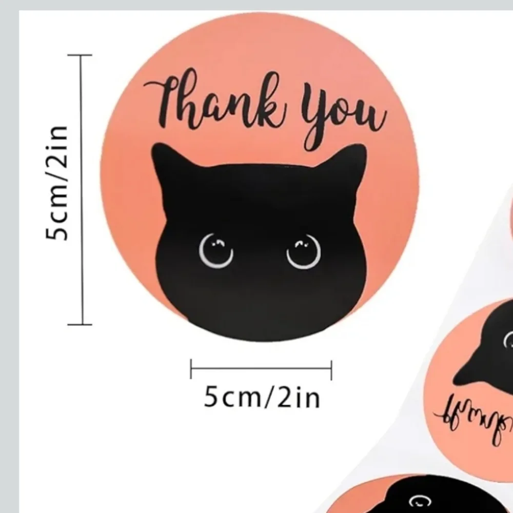 50 Orange Cat Thank You Stickers
